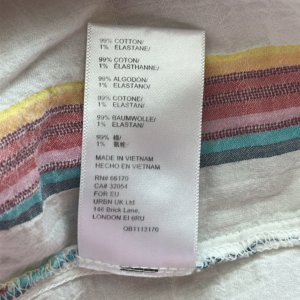 99% Cotton BDG Multicolor Striped women’s Shirt Size S/P - Picture 12 of 13